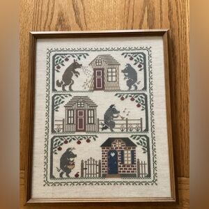 Handmade Cross Stitch Three Little Pigs
